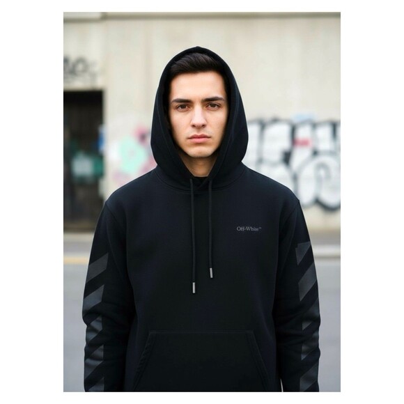 Off-White DIAG Carryover Hoodie XXL Black OWBB032S190970831010 Italy S19 - Picture 2 of 13